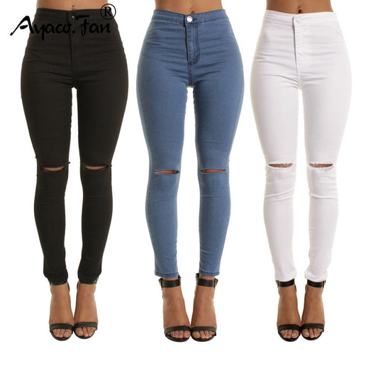 Skinny Ripped Jeans Women Jeggings - FSHN LTD 14639486