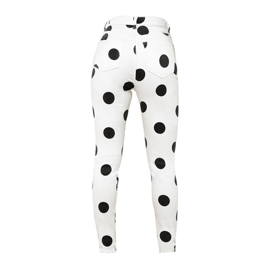 High waist white polka dot jeans - FSHN LTD 14639486