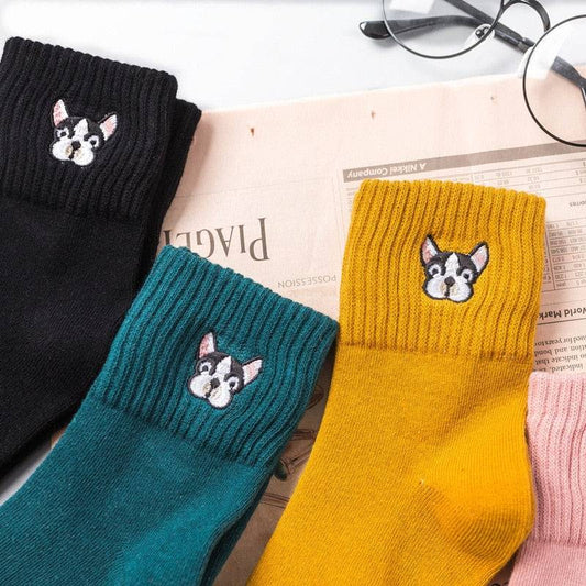 Cartoon Dog Embroidery Cute Socks - FSHN LTD 14639486