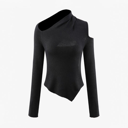 Asymmetrical Black T Shirt - FSHN LTD 14639486