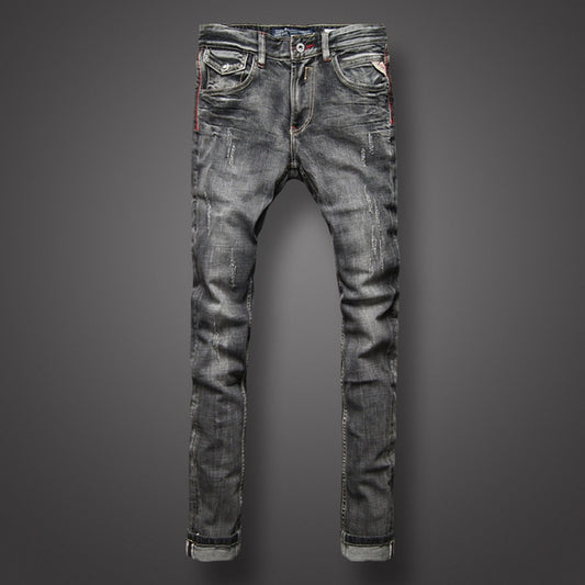 Black Gray Color Denim Mens Jeans - FSHN LTD 14639486
