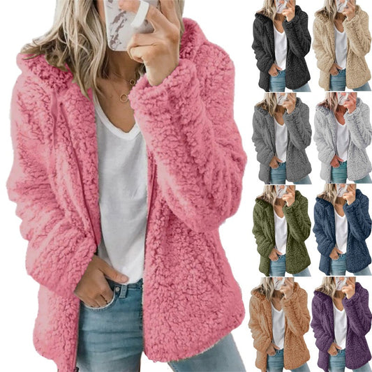 Women's Hooded Woolen Autumn And Winter Coat - FSHN LTD 14639486