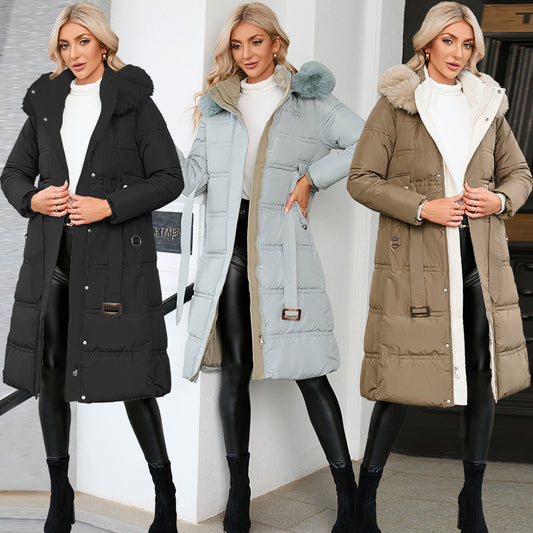 Womens Faux Fur Hooded Long Coat - FSHN LTD 14639486