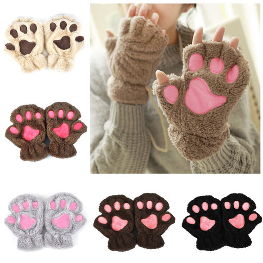 Winter Lovely Half Cover Paw, Fingerless Gloves - FSHN LTD 14639486